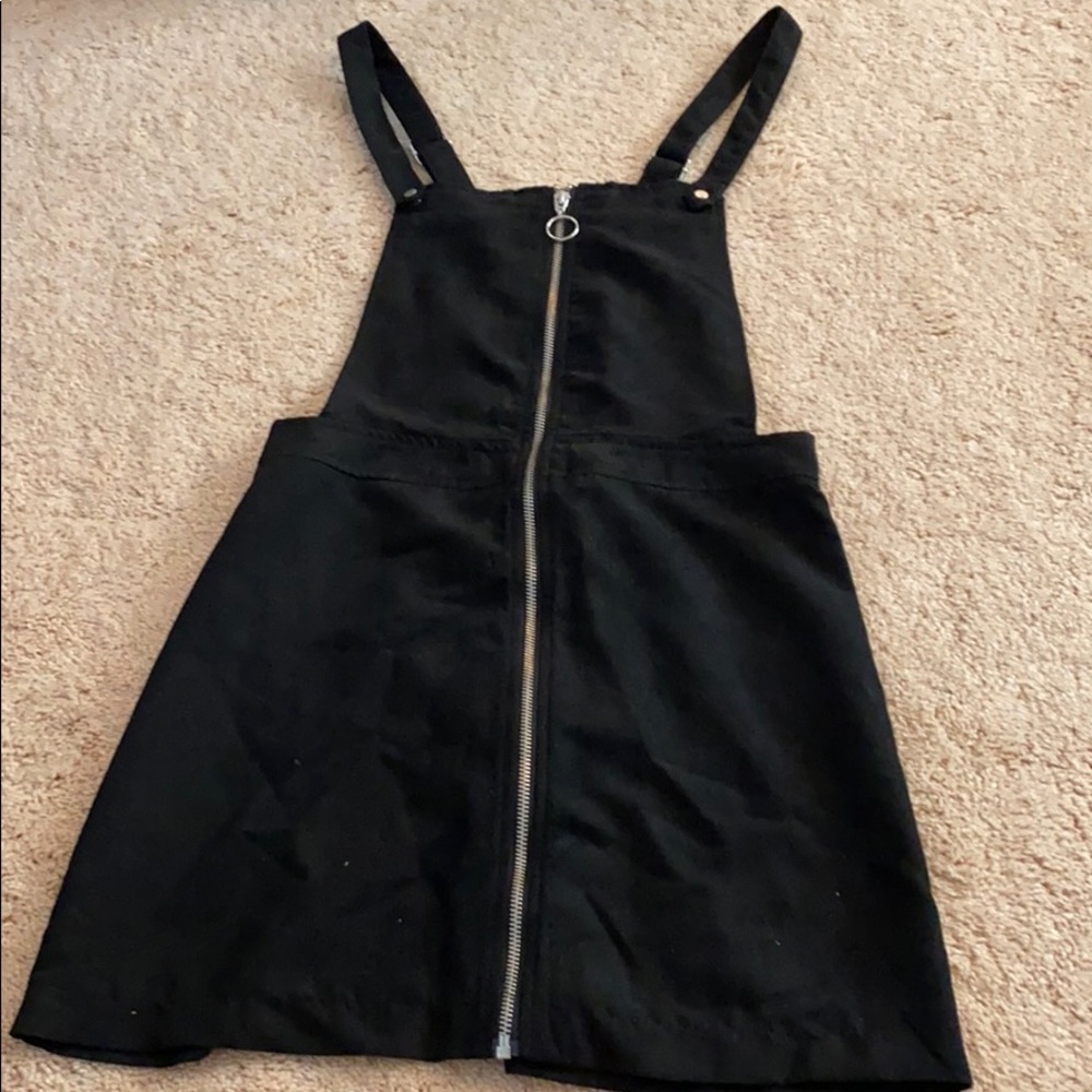 Overall black mini dress